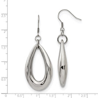 Stainless Steel Polished Teardrop Dangle Shepherd Hook Earrings