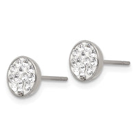 Stainless Steel Polished Clear Crystal Post Earrings