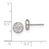 Stainless Steel Polished Clear Crystal Post Earrings