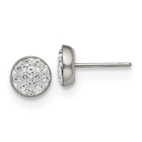 Stainless Steel Polished Clear Crystal Post Earrings