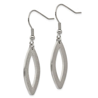 Stainless Steel Polished Laser Cut Oval Dangle Earrings