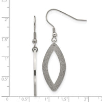 Stainless Steel Polished Laser Cut Oval Dangle Earrings