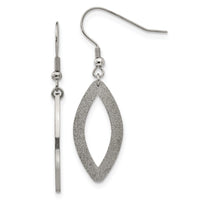 Stainless Steel Polished Laser Cut Oval Dangle Earrings
