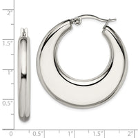 Stainless Steel Polished 35mm Diameter Hollow Hoop Earrings