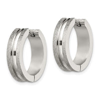 Stainless Steel Polished Laser Cut 8mm Hinged Hoop Earrings