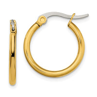 Stainless Steel Polished Yellow IP-plated 19mm Diameter Hoop Earrings