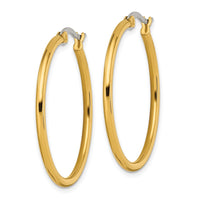 Stainless Steel Polished Yellow IP-plated 32mm Diameter Hoop Earrings