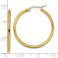 Stainless Steel Polished Yellow IP-plated 32mm Diameter Hoop Earrings