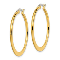 Stainless Steel Polished Yellow IP Tapered 34mm Diameter Hoop Earrings