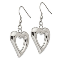 Stainless Steel Polished Hearts Dangle Earrings