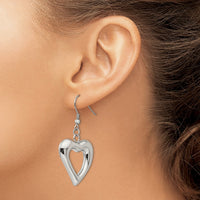 Stainless Steel Polished Hearts Dangle Earrings