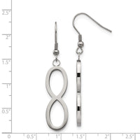 Stainless Steel Brushed & Polished Infinity Dangle Shepherd Hook Earrings