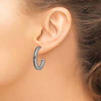 Stainless Steel Antiqued and Polished Post Hoop Earrings