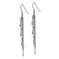 Stainless Steel Polished Music Note Dangle Shepherds Hook Earrings