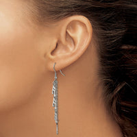 Stainless Steel Polished Music Note Dangle Shepherds Hook Earrings