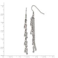 Stainless Steel Polished Music Note Dangle Shepherds Hook Earrings