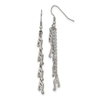 Stainless Steel Polished Music Note Dangle Shepherds Hook Earrings