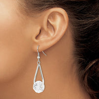 Stainless Steel Polished Glass Dangle Shepherd Hook Earrings