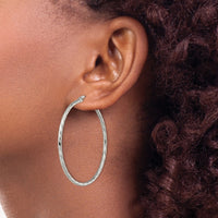 Stainless Steel Polished and Textured Hoop Earrings
