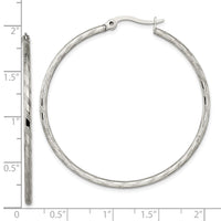 Stainless Steel Polished and Textured Hoop Earrings