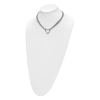 Stainless Steel Polished Multi Strand Heart Toggle 17in Necklace