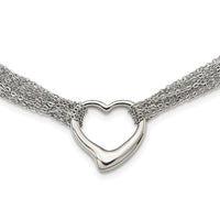 Stainless Steel Polished Multi Strand Heart Toggle 17in Necklace