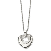 Stainless Steel Polished Three Piece Heart 20in Necklace