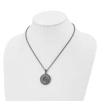 Stainless Steel Antiqued and Polished Marcasite Swirl 18in Necklace