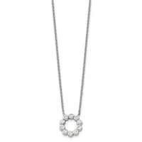 Stainless Steel Polished w/CZ 17.25in Necklace