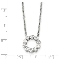 Stainless Steel Polished w/CZ 17.25in Necklace