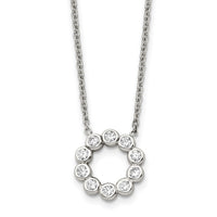Stainless Steel Polished w/CZ 17.25in Necklace
