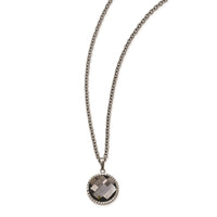 Stainless Steel Polished Grey Glass 29.5in Necklace