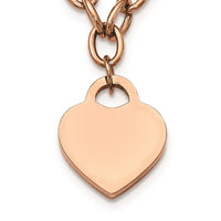 Stainless Steel Polished Rose IP-plated Heart 16in w/.5in ext Necklace