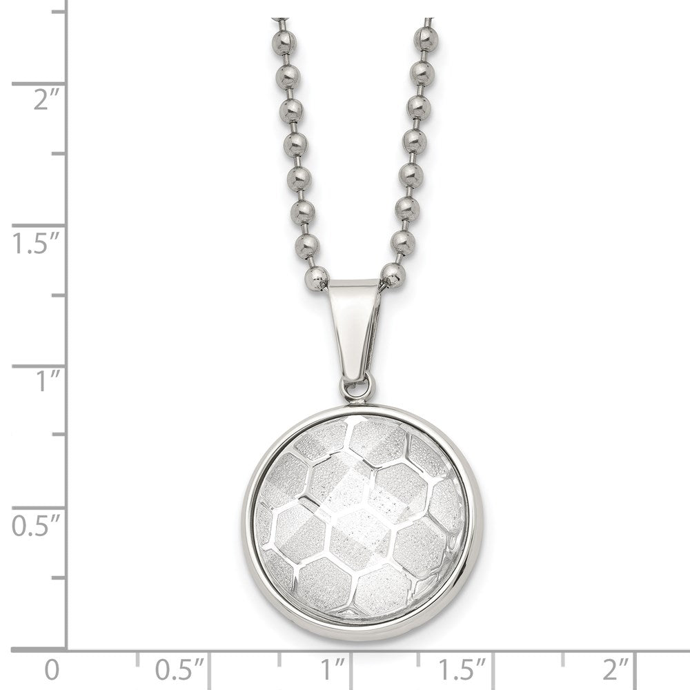 Chisel Stainless Steel Polished with Acrylic Soccer Ball Pendant on a 22 inch Ball Chain Necklace