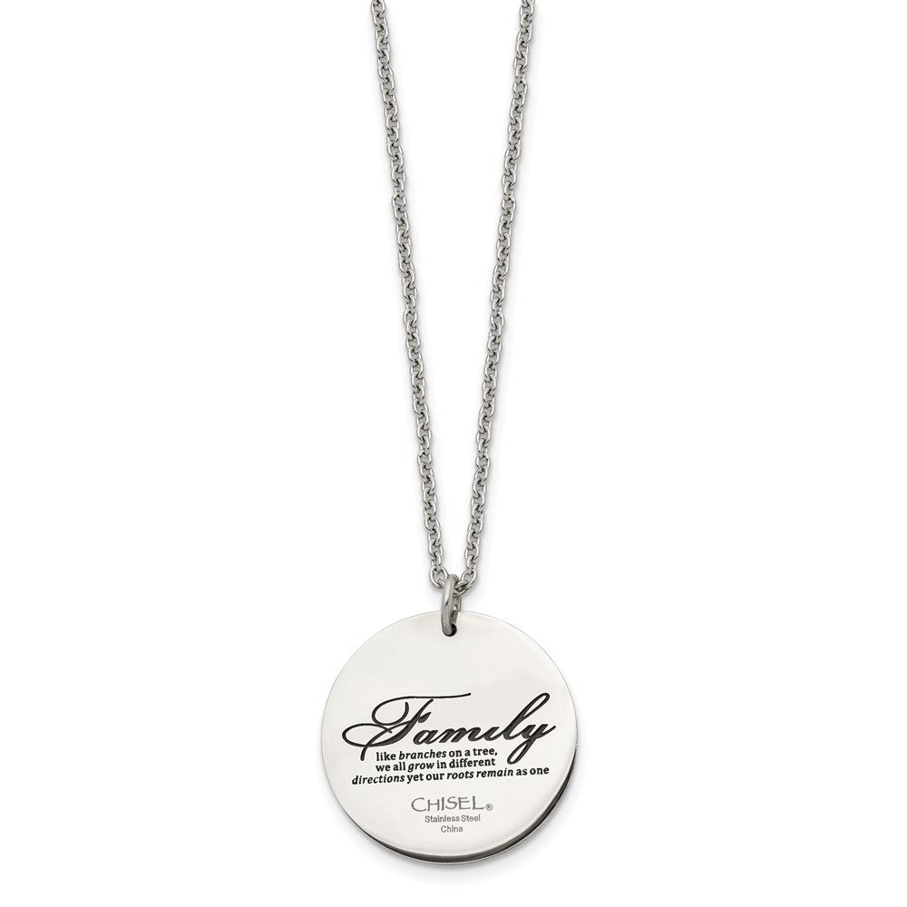 Stainless Steel Polished and Enameled Family Tree of Life 22in Necklace