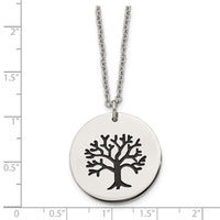 Stainless Steel Polished and Enameled Family Tree of Life 22in Necklace