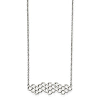 Stainless Steel Polished Honeycomb 17.75in with 1.25in ext. Necklace