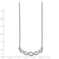 Stainless Steel Polished w/Preciosa Crystal 16.5in w/2in ext Necklace