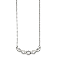 Stainless Steel Polished w/Preciosa Crystal 16.5in w/2in ext Necklace