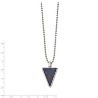 Chisel Stainless Steel Polished with Lapis Triangle Pendant on a 22 inch Ball Chain Necklace