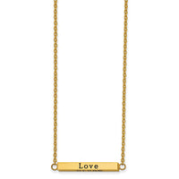 Stainless Steel Polished Yellow IP w/CZ ENJOY 16in w/2in ext Bar Necklace