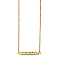 Stainless Steel Polished Yellow IP w/CZ ENJOY 16in w/2in ext Bar Necklace