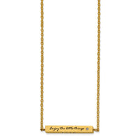 Stainless Steel Polished Yellow IP w/CZ ENJOY 16in w/2in ext Bar Necklace