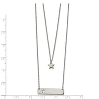 Stainless Steel Polished Star and Bar Multi Strand w/1.5in ext Necklace