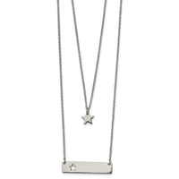 Stainless Steel Polished Star and Bar Multi Strand w/1.5in ext Necklace