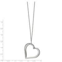 Stainless Steel Polished w/Preciosa Crystal Heart 18in w/2in ext Necklace