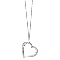 Stainless Steel Polished w/Preciosa Crystal Heart 18in w/2in ext Necklace