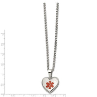 Chisel Stainless Steel Polished with Red Enamel Heart Medical ID Pendant on a 20 inch Curb Chain Necklace