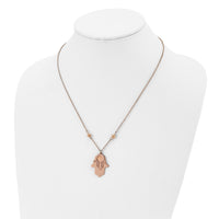 Stainless Steel Polished Rose IP-plated Hamsa 19.75in Necklace