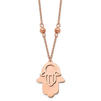 Stainless Steel Polished Rose IP-plated Hamsa 19.75in Necklace